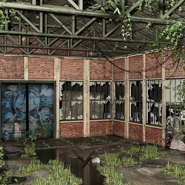 Free warehouse given up ruin illustration
