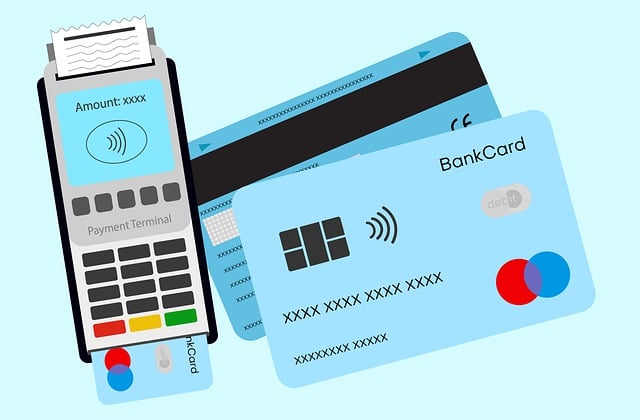 Free payment terminal contactless payment debit card illustration