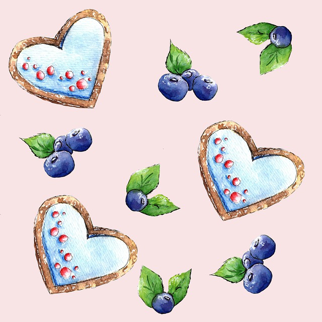 Free hearts cookies berries illustration