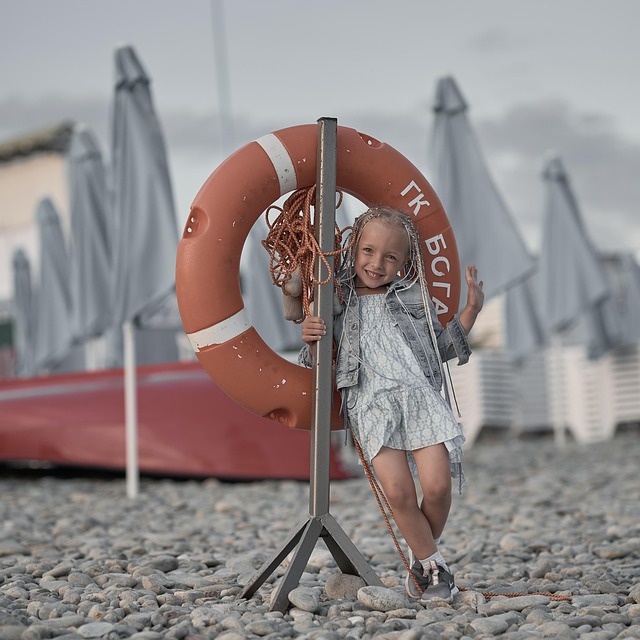 Pige, Redningskrans, Strand, Køre, Glæde