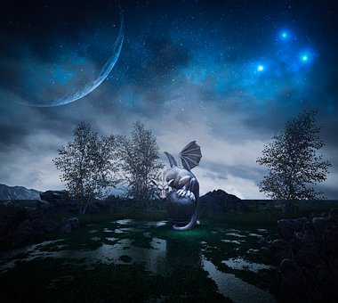 La Fantasía, Dragón, Monstruo, Azul