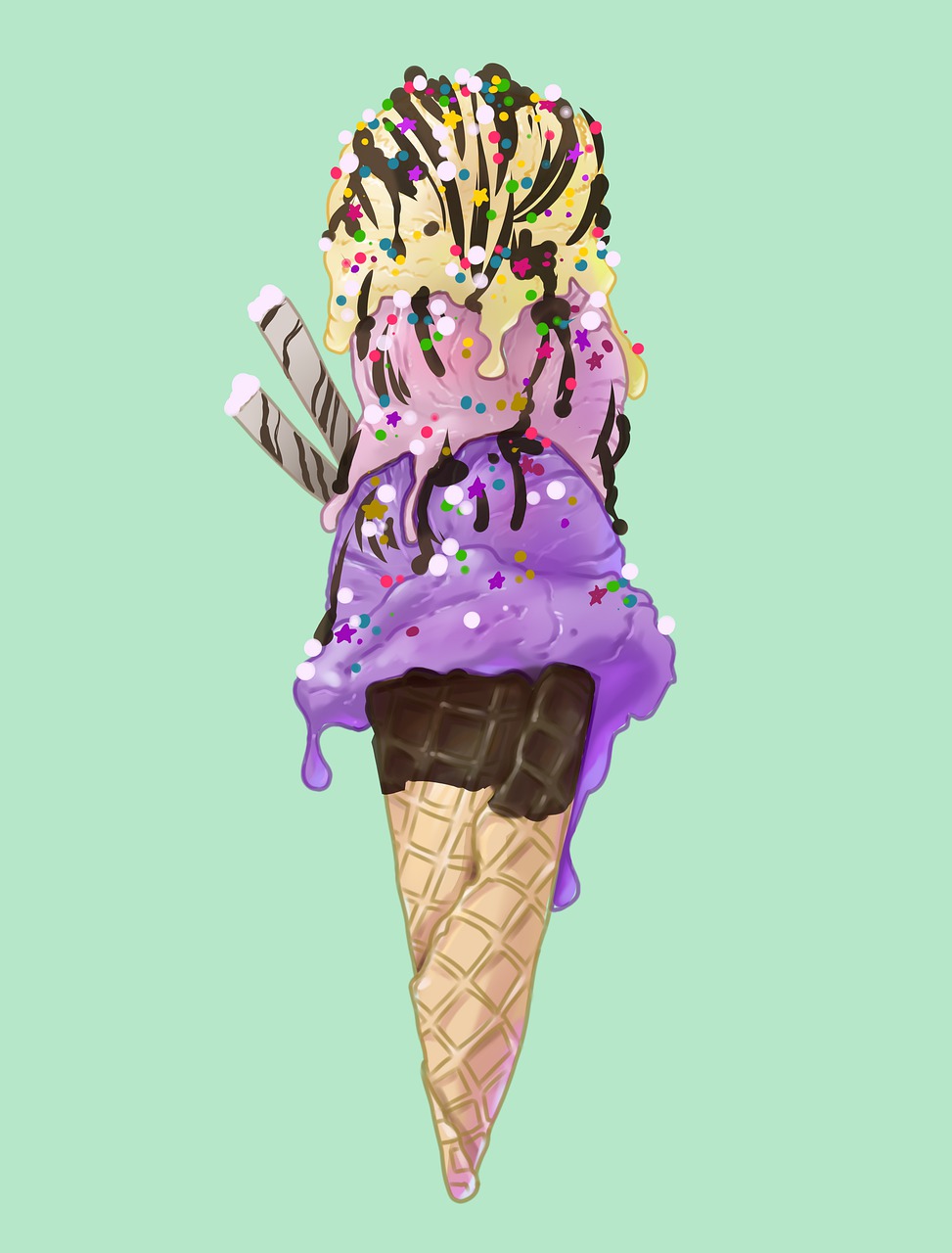 Download Ice Cream, Dessert, Cone. RoyaltyFree Stock Illustration