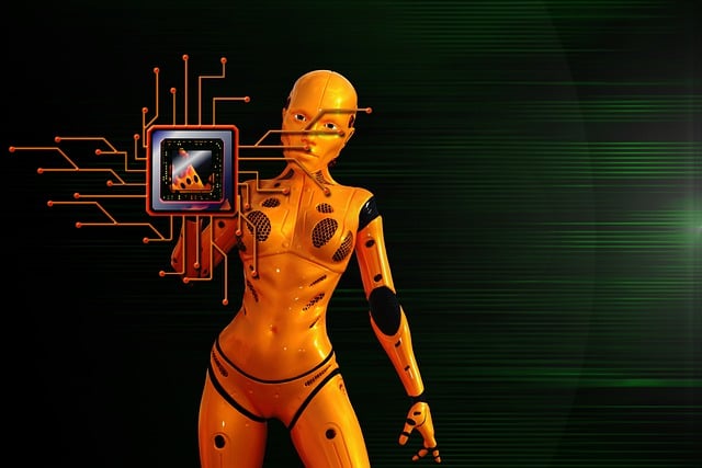 Free digitization cyborg chip illustration