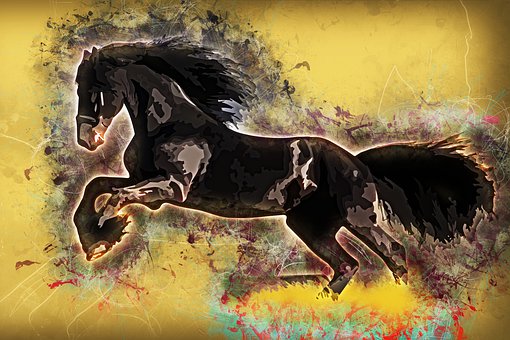 Hest, Mørk Hest, Mørk, Skygge, Bjerg
