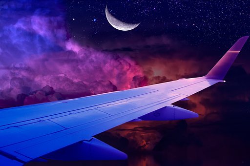 Lua, Avião, Céu, Ceu, Vôo, Natureza