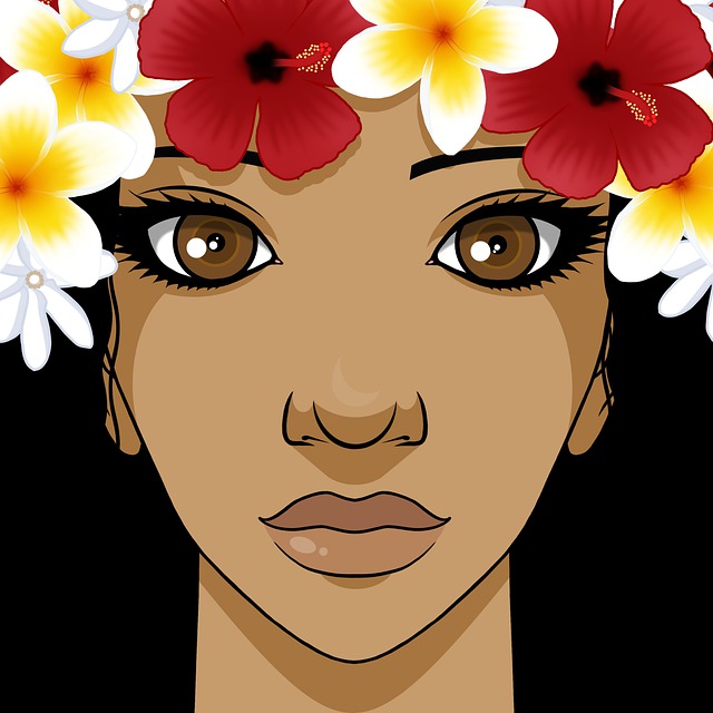 Free woman flower crown polynesian illustration
