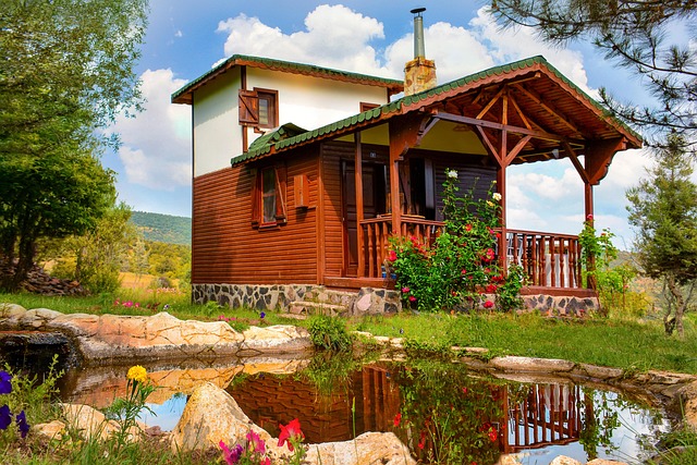 Haus, Teich, Ländlich, Architektur