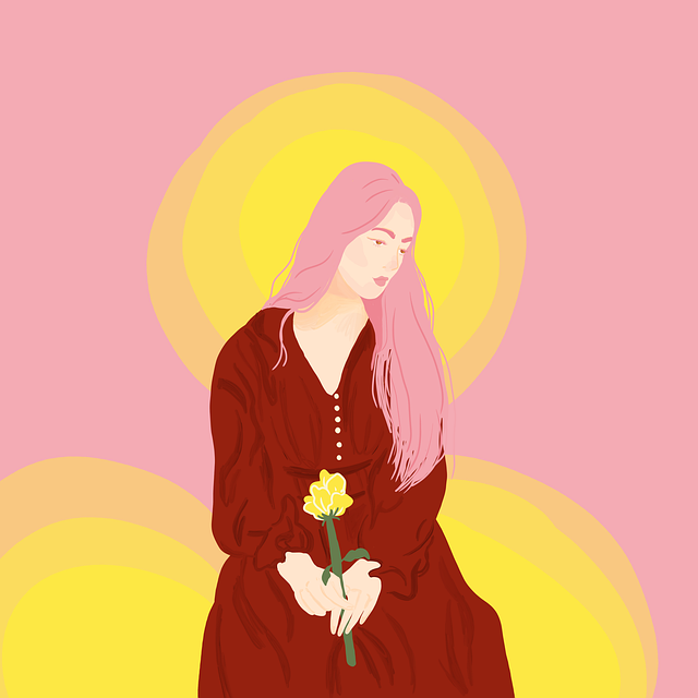 Free woman flower sad girl illustration