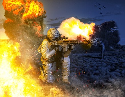 Soldat, Eksplosion, Krig, Ild, Brændende