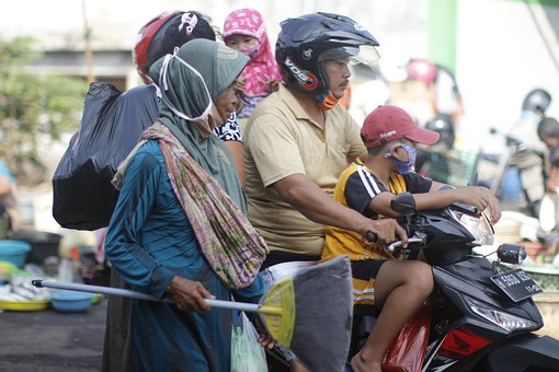Família, Motocicleta, Mercado, Pessoas