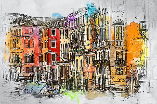 Free venice grand canal painting illustration