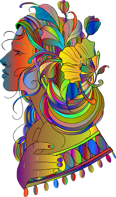 Free woman portrait flower background vector