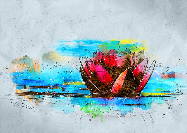 Free water lily flower plant illustration