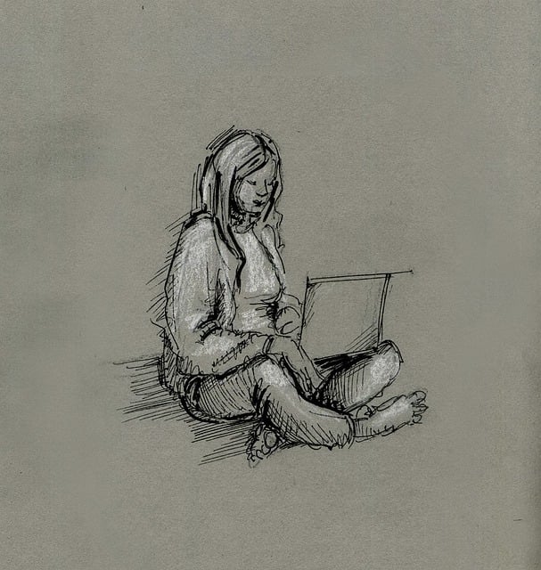 Free girl laptop freelance illustration