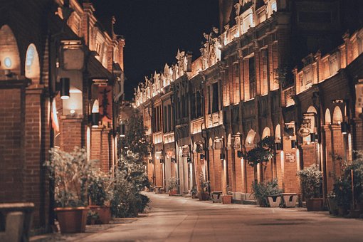 Cidade Antiga, Rua, Noite, Luzes