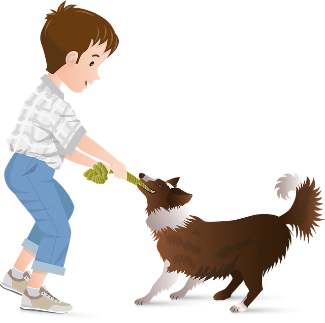 Free boy dog play vector