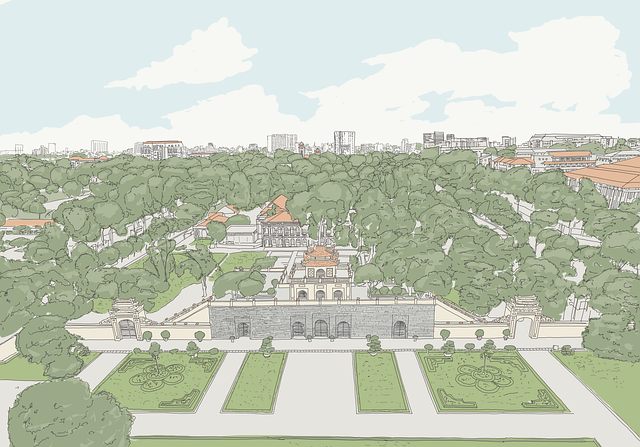 Free ruins building imperial castle illustration
