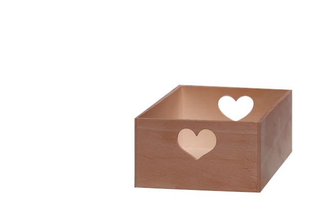 Free wooden box heart cutout rustic decor illustration