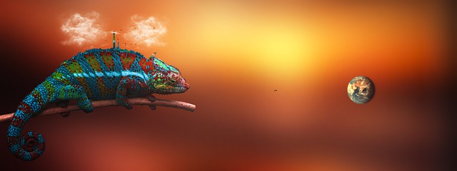 Free chameleon earth surreal illustration