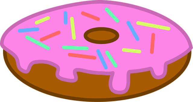 Free donut pink glazed food vector
