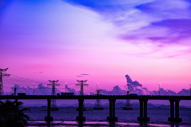 Sonnenuntergang, Meer, Strand, Brücke