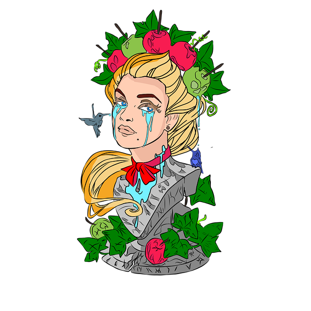 Free women crying headdress illustration