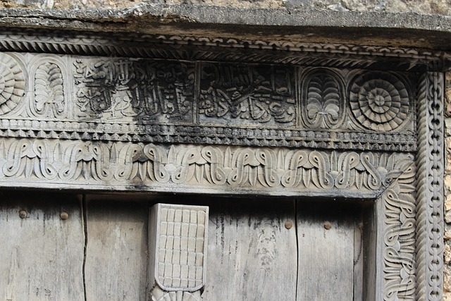 Holztür, Carving, Alt, Verwittert, Tür