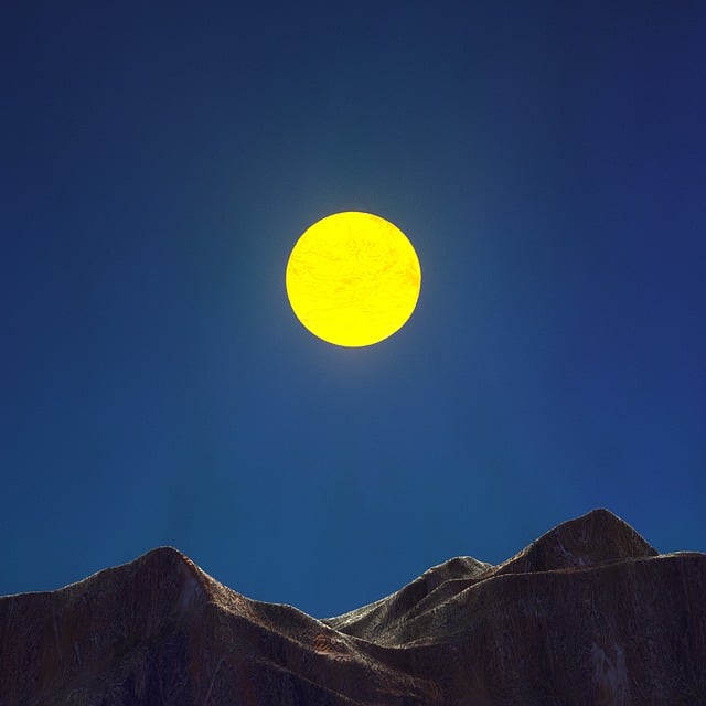Free mountains moon night illustration