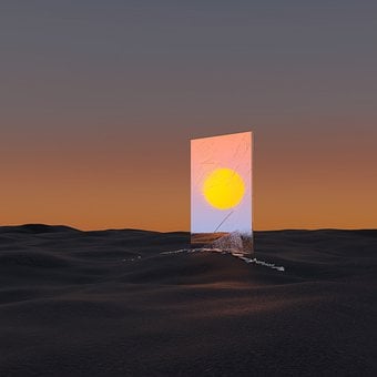 Ocean, Solnedgang, Spejl, Afspejling