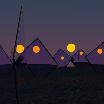 Ocean, Solnedgang, Spejl, Sol