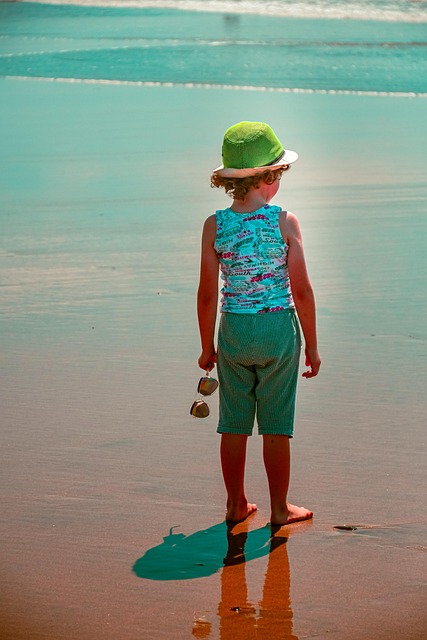 Strand, Kind, Ozean, Sand, Junge, Sommer