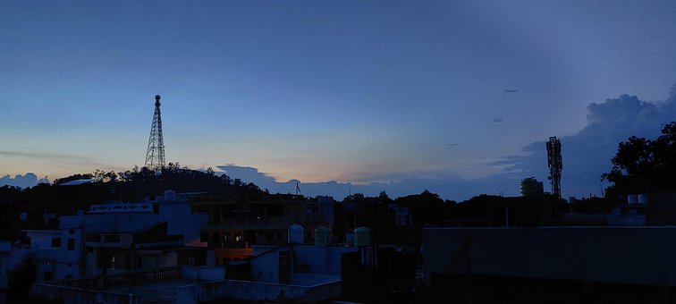 Céu, Azul, Torre, Rádio, Metal, Antena