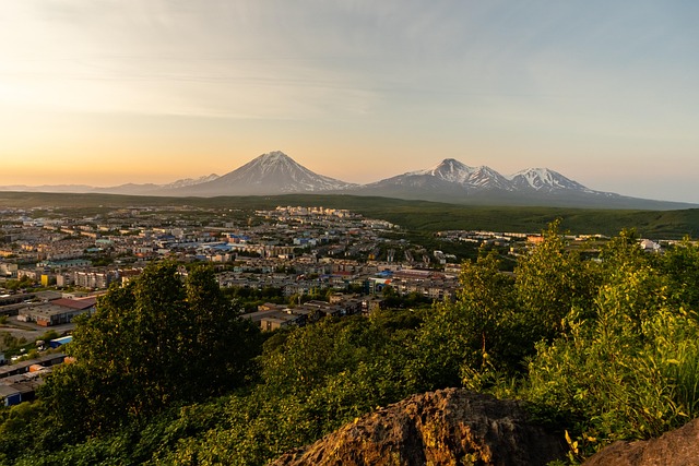 Berge, Vulkan, Sonnenuntergang, Draussen