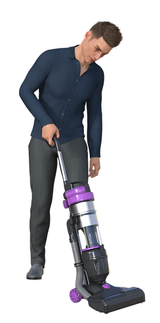 Free man janitor vacuum cleaner illustration