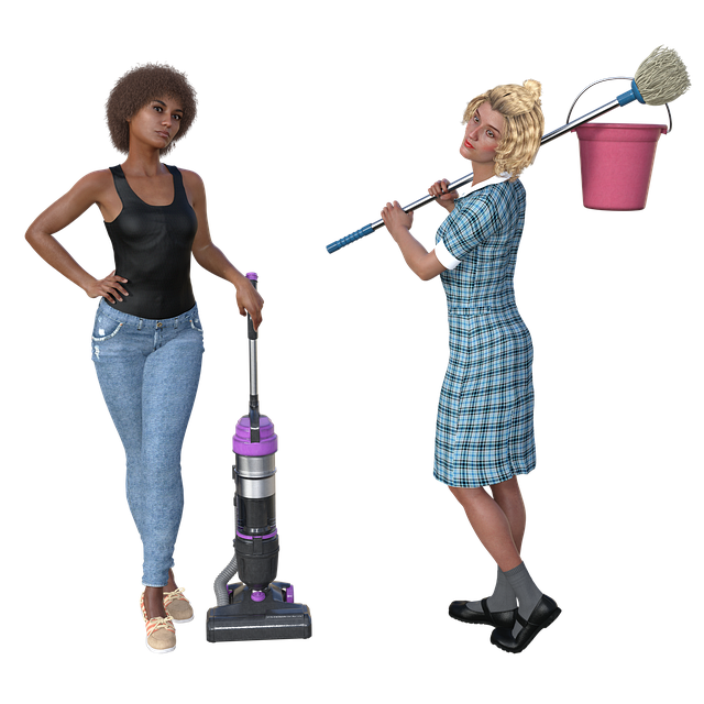 Free woman cleaning woman team illustration