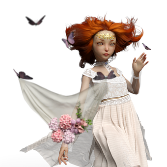 Princesa, Borboletas, Flores, Jovem