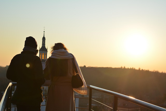 Paar, Reisen, Sonnenuntergang