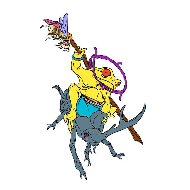 Free frog ground beetle bee illustration