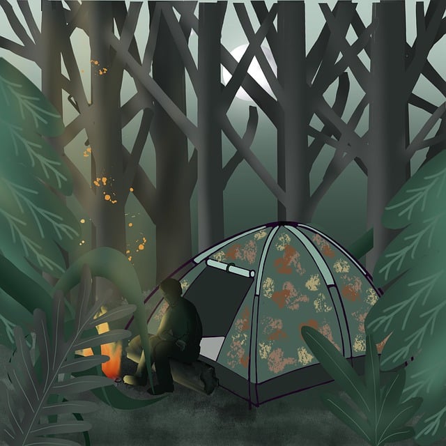 Free tent camp adventure illustration