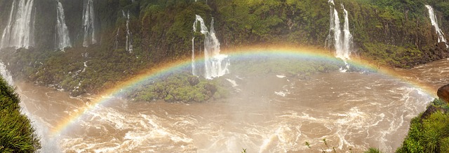 Regenbogen, Wasserfall, Wasser