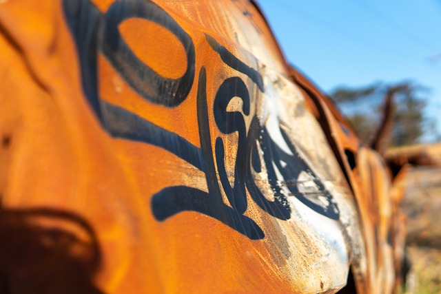 Rusten Bil Med Graffiti, Graffiti, Bil