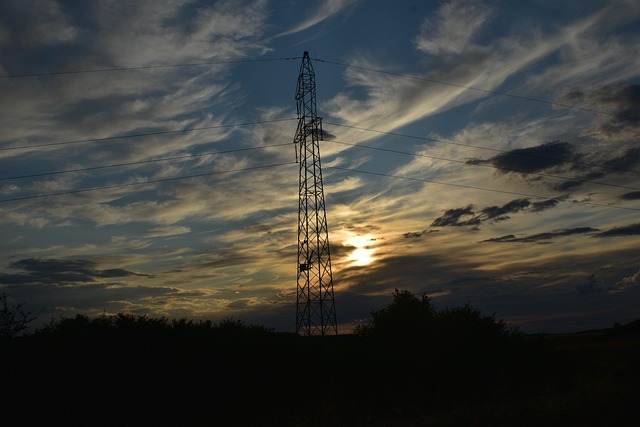 Free Sunset Electricity Tower photo and picture