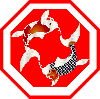 Fische, Koi, Logo, Kulturell, Symbol