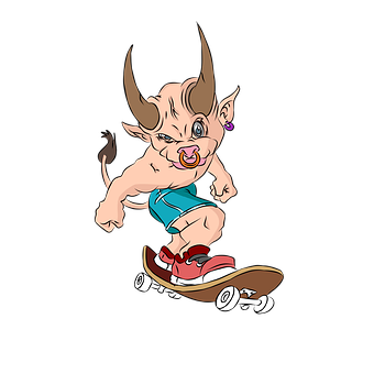Free Cow Skateboard illustration and picture