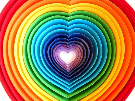 Amor, Coração, Colorido, Papel, Folhos