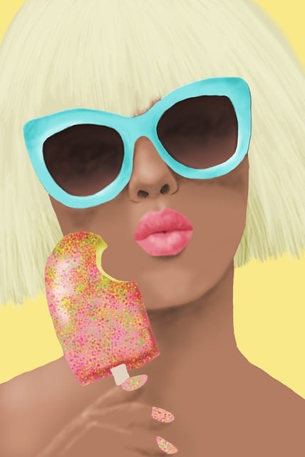 Free woman popsicle sunglasses illustration