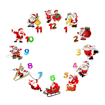 Natal, Relógio, Papai Noel, Modelo