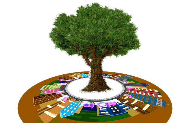 Free tree city environmental protection illustration