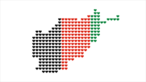 Afghanistan, Karte, Flagge, Land, Saum
