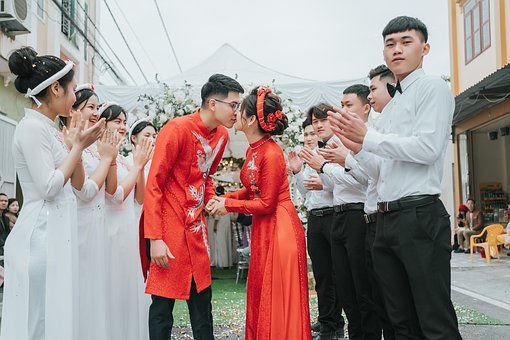 Asiatisch, Hochzeit, Brautpaar